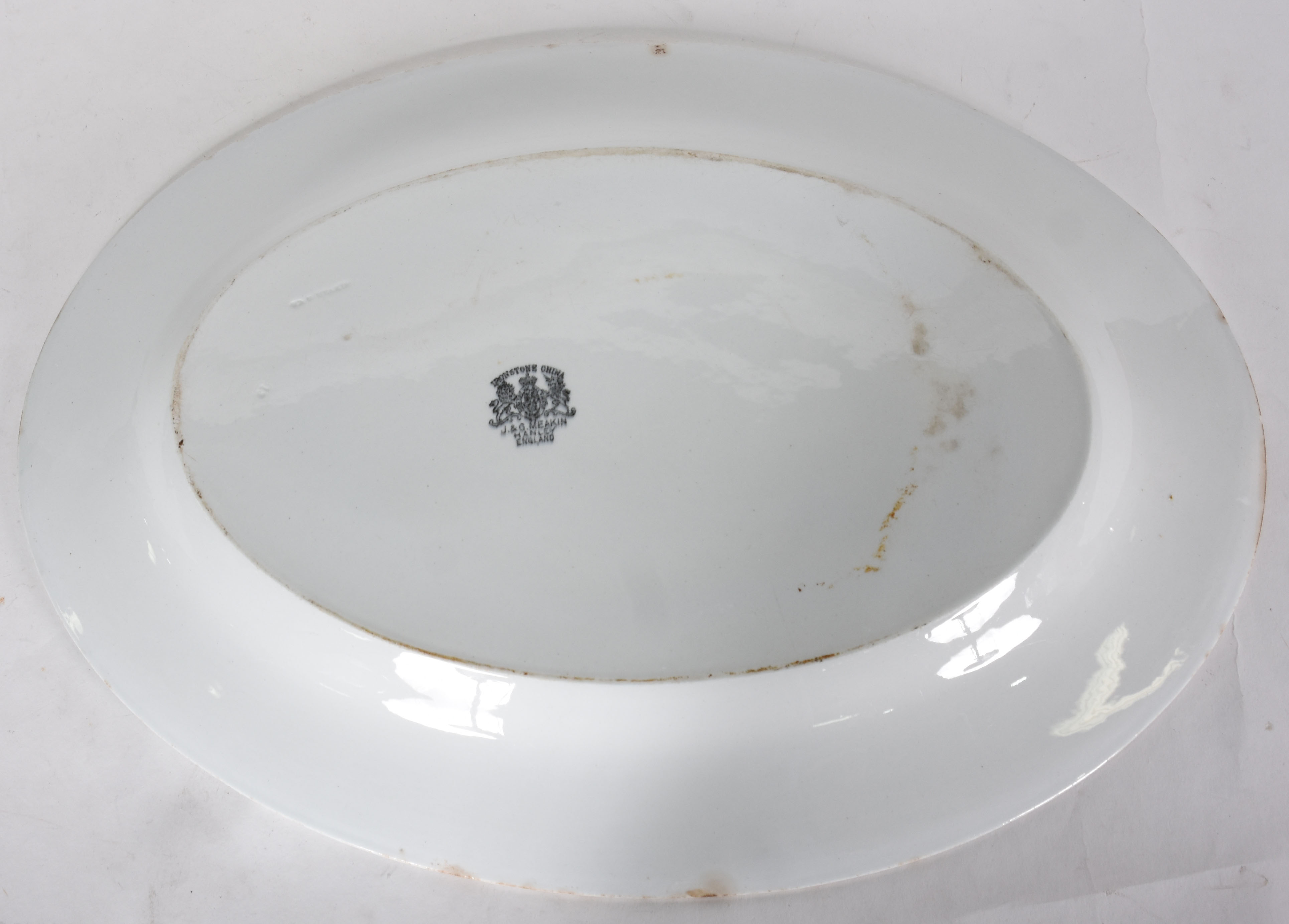 Grande travessa oval em porcelana Inglesa J&G MEAKIN branca , frisos... - foto 3 de 4