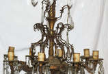 Lustre de metal com placas de cristal. - Lustre de metal com placas de cristal.