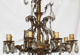 Lustre de metal com placas de cristal. - Lustre de metal com placas de cristal.
