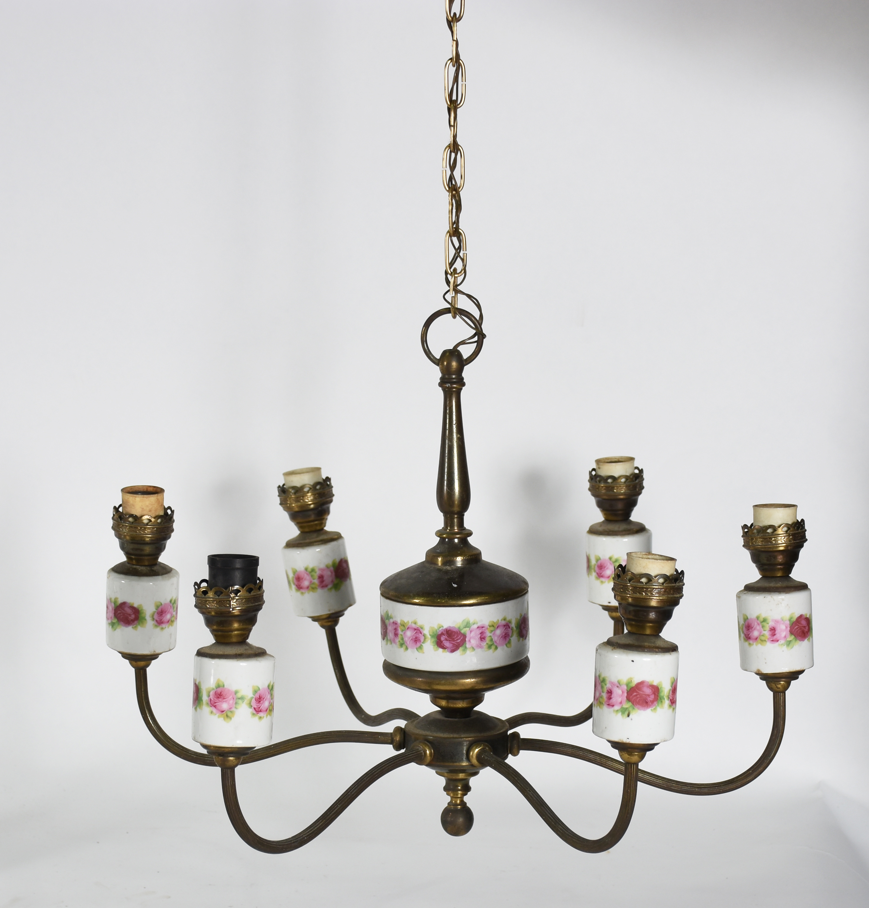 Lustre com porcelana para 6 luzes. - foto 1 de 2