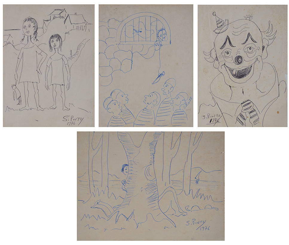 S. PINTO - Quatro desenhos - 15 x 21 cada - Datados 1976 (com fungos) - foto 2 de 6