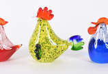 Três galinhas de Murano. - Três galinhas de Murano.
