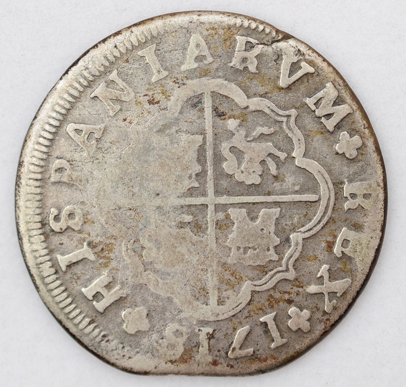 Moeda de prata - Rei Felipe IV - 1718. Peso total aproximado 10,5 g. - foto 2 de 2
