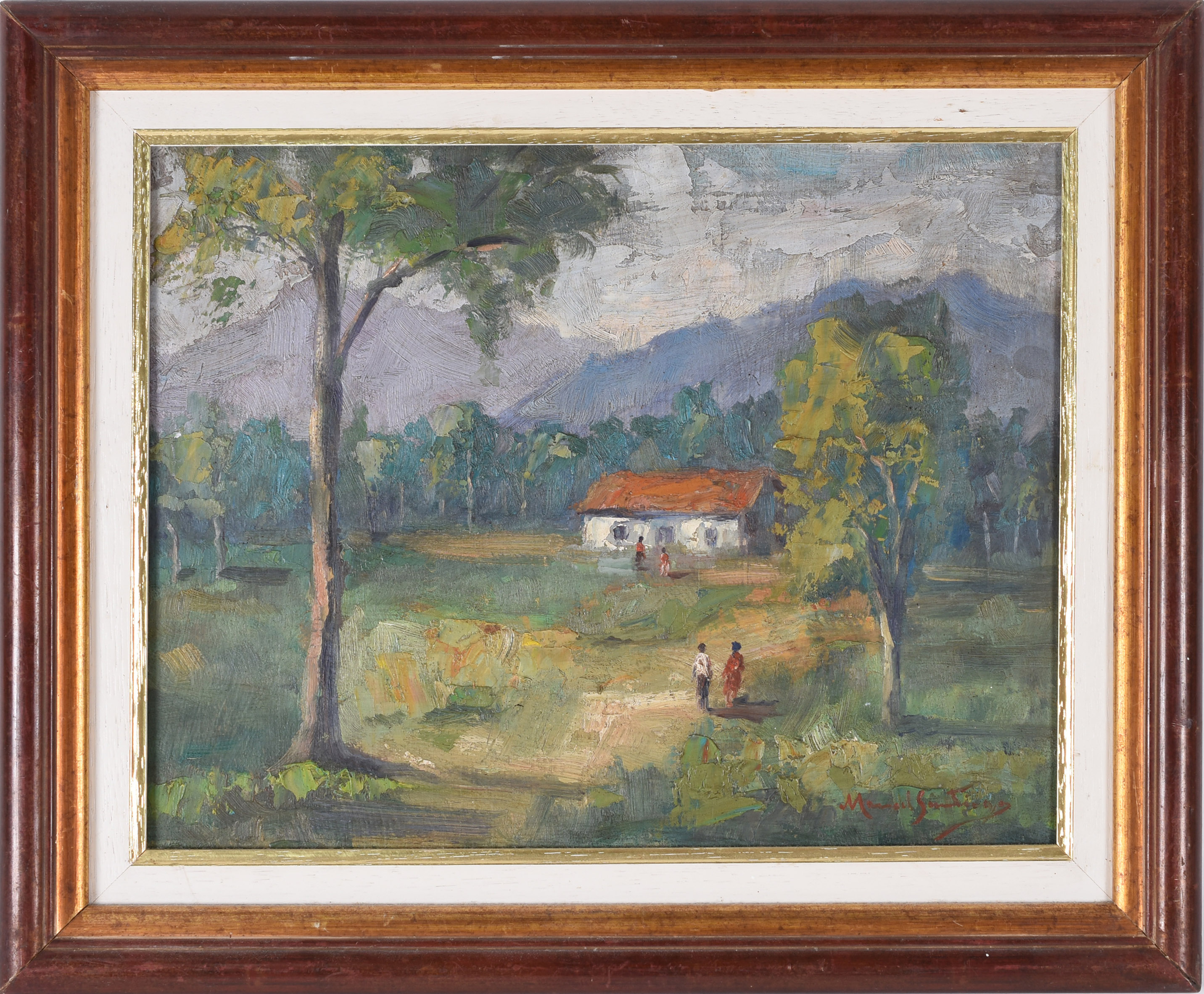 Manoel Santiago (1897-1987), Paisagem com casa e figuras - foto 1 de 3