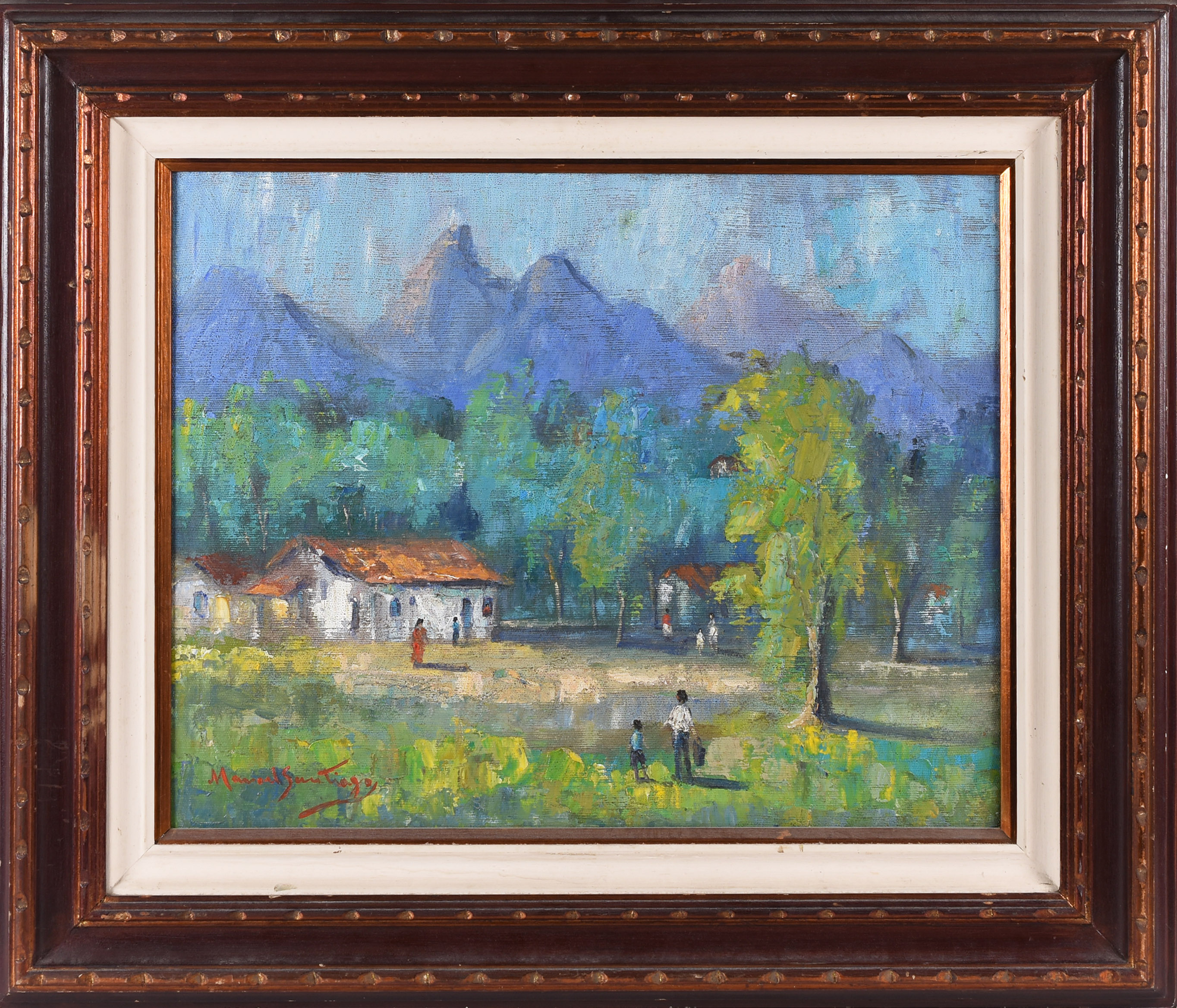Manoel Santiago (1897-1987), Paisagem com casas e figuras - foto 1 de 3