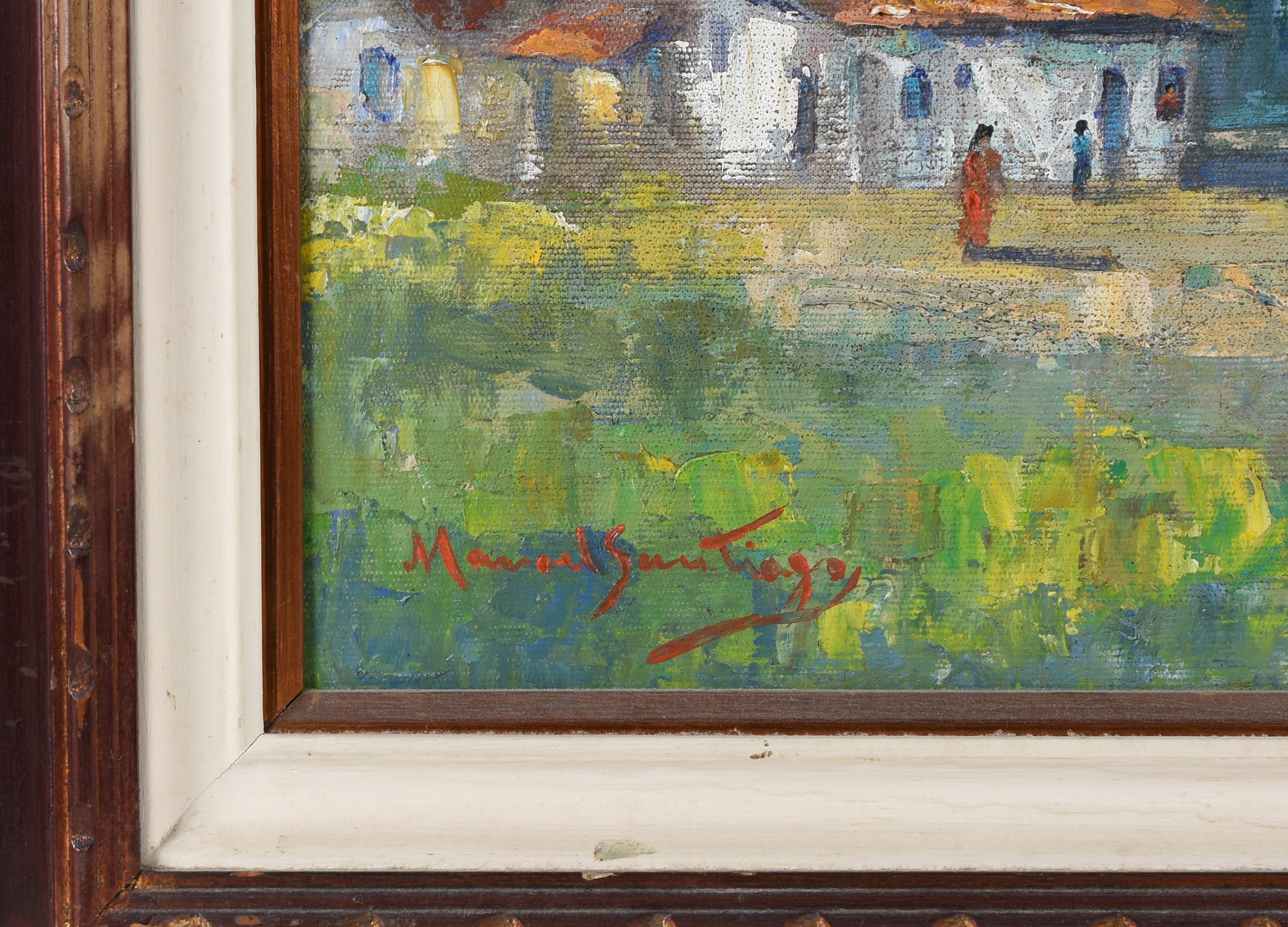 Manoel Santiago (1897-1987), Paisagem com casas e figuras - foto 2 de 3