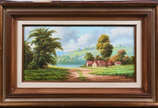 Nilton Bravo (1937-2005), Paisagem com casas - o.s.t. (moldura no estado - com quebrados).
