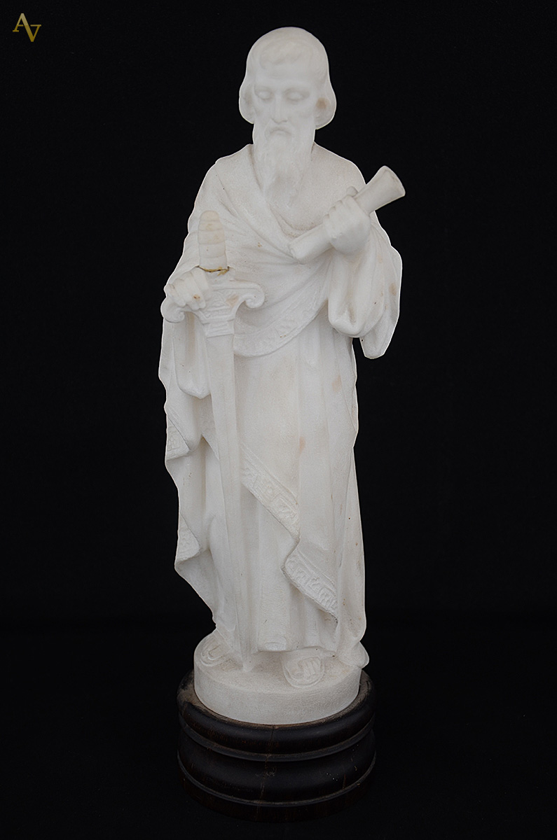 SÃO PAULO - Estatueta de mármore. Altura 36 cm (espada com cabo... - foto 1 de 3