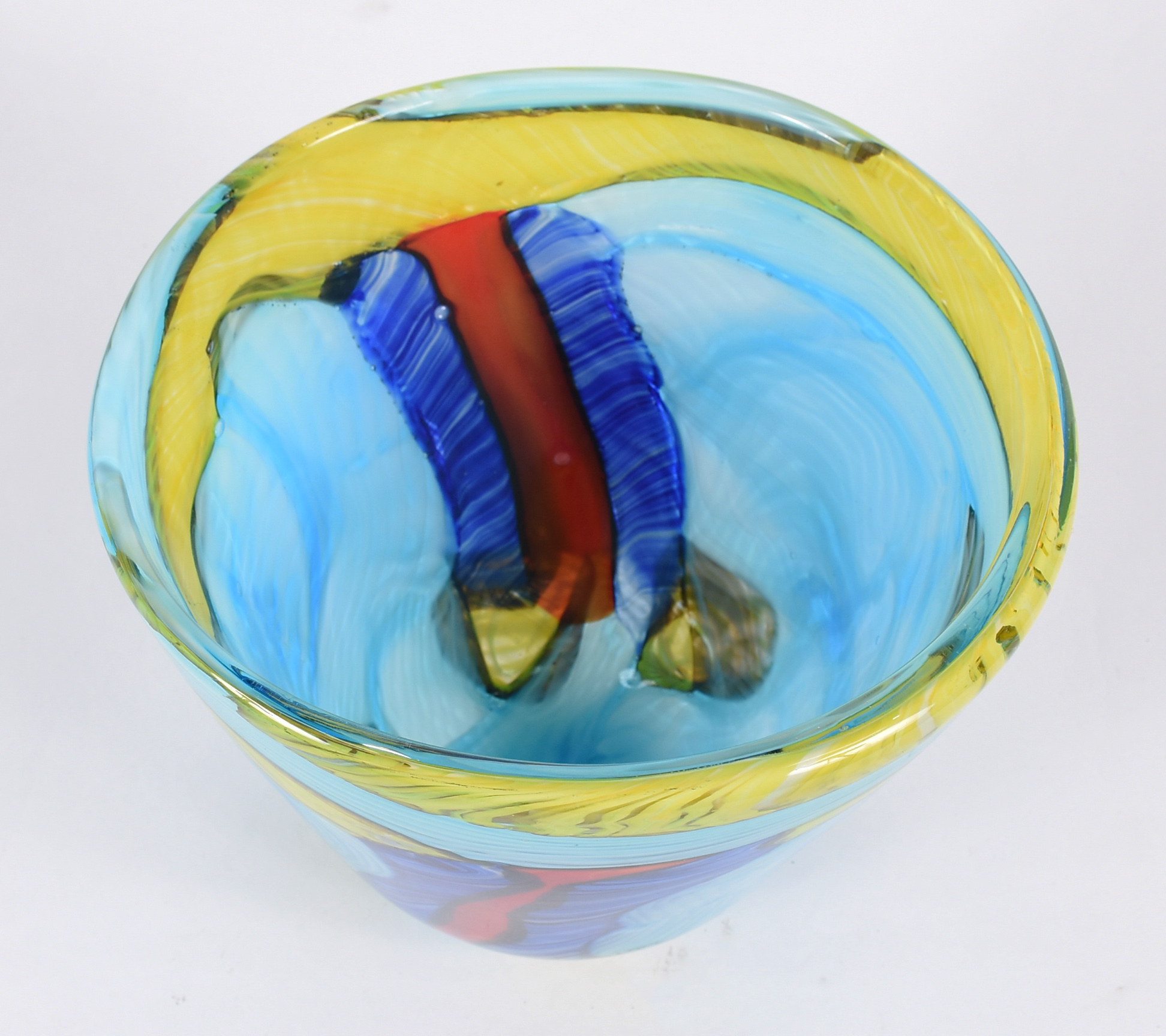 Cachepot de Murano azul e amarelo. - foto 2 de 3