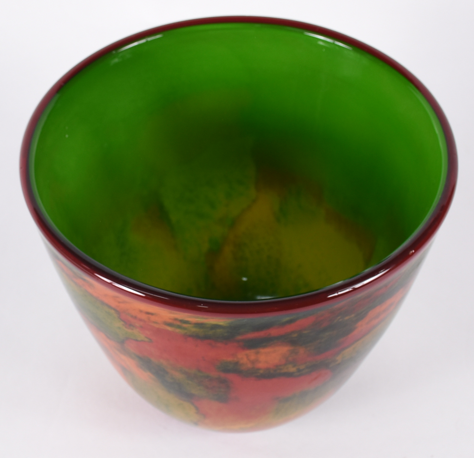 Cachepot de murano, parte interna na cor verde e externa em tons de... - foto 2 de 4