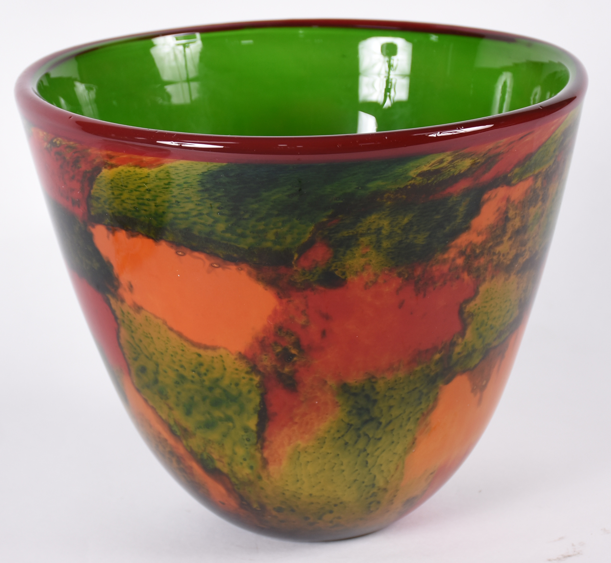 Cachepot de murano, parte interna na cor verde e externa em tons de... - foto 1 de 4