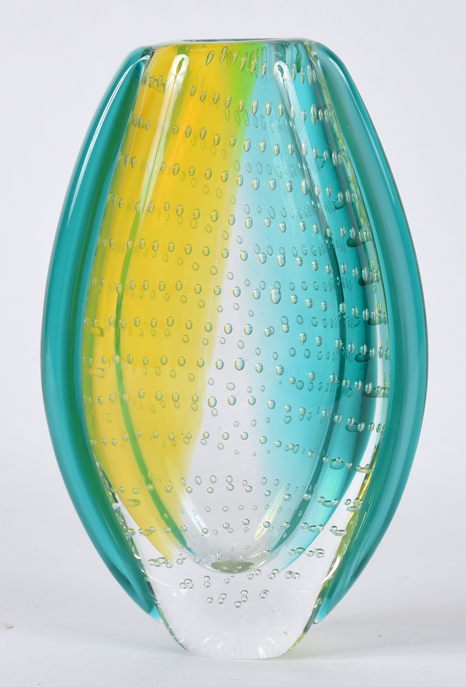 Jarro de Murano transparente nos tons azul e amarelo. - foto 1 de 4