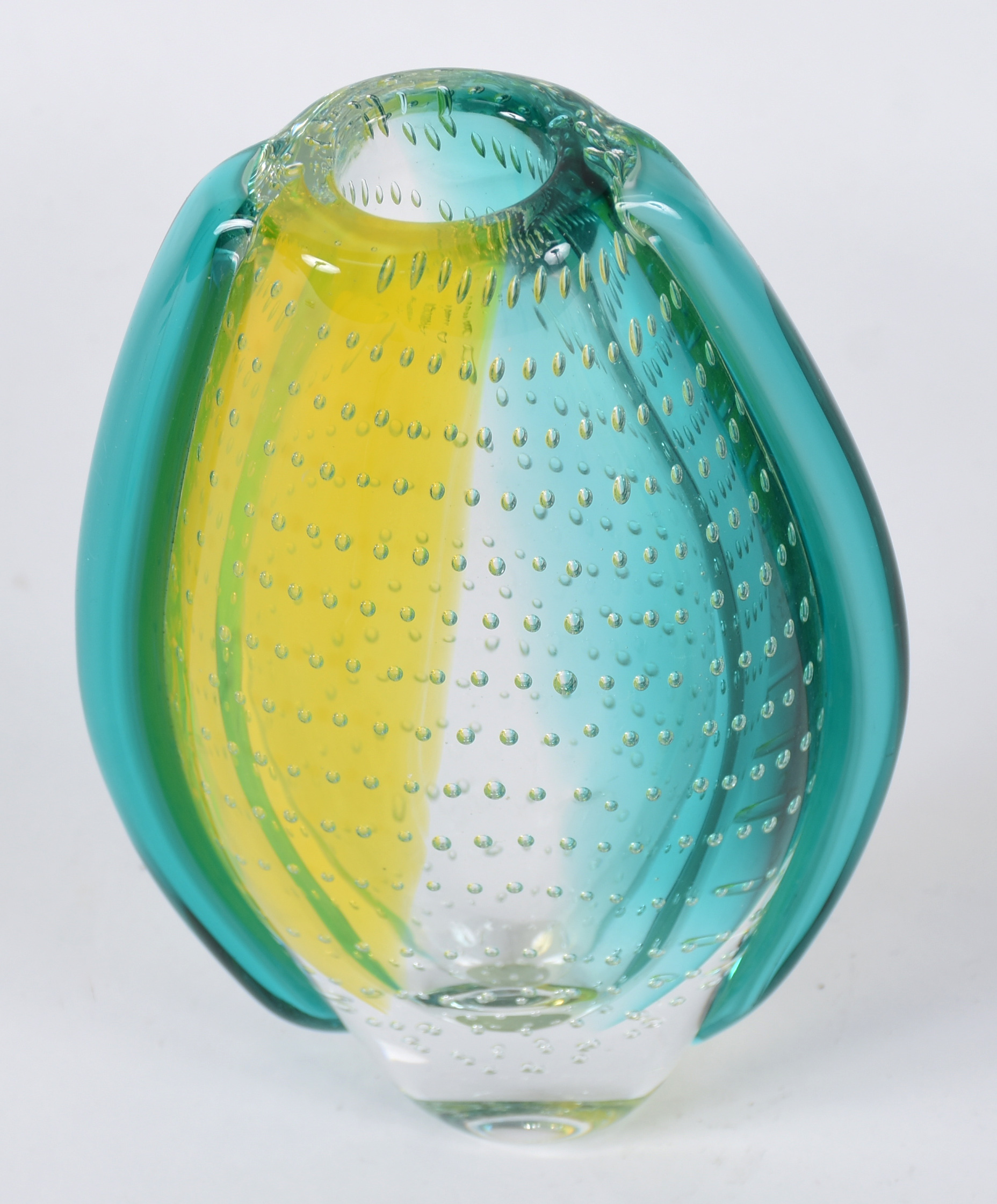Jarro de Murano transparente nos tons azul e amarelo. - foto 3 de 4