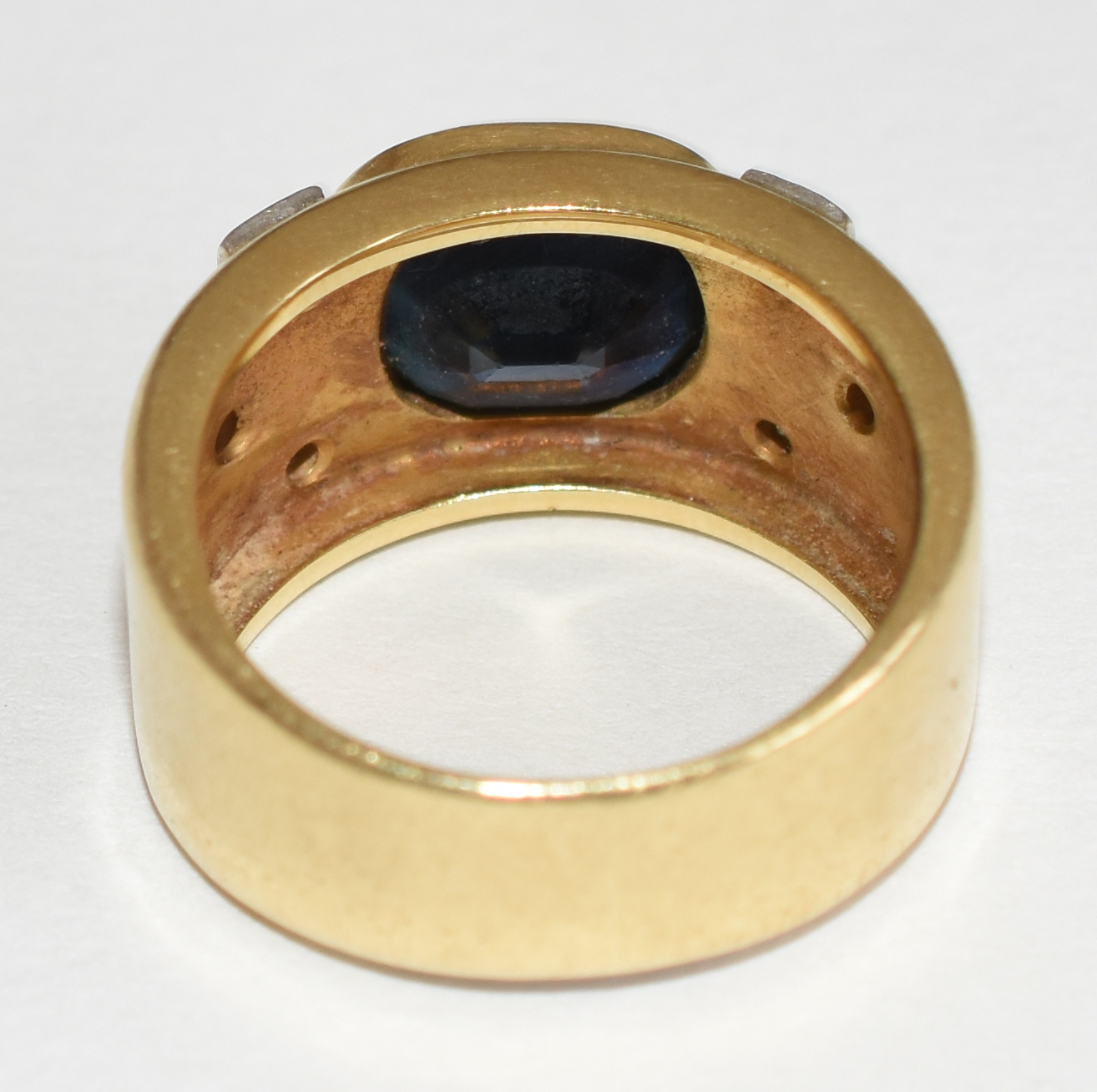 Anel de ouro 18 k com 12 pontos de brilhantes e pedra azul (podendo... - foto 3 de 5