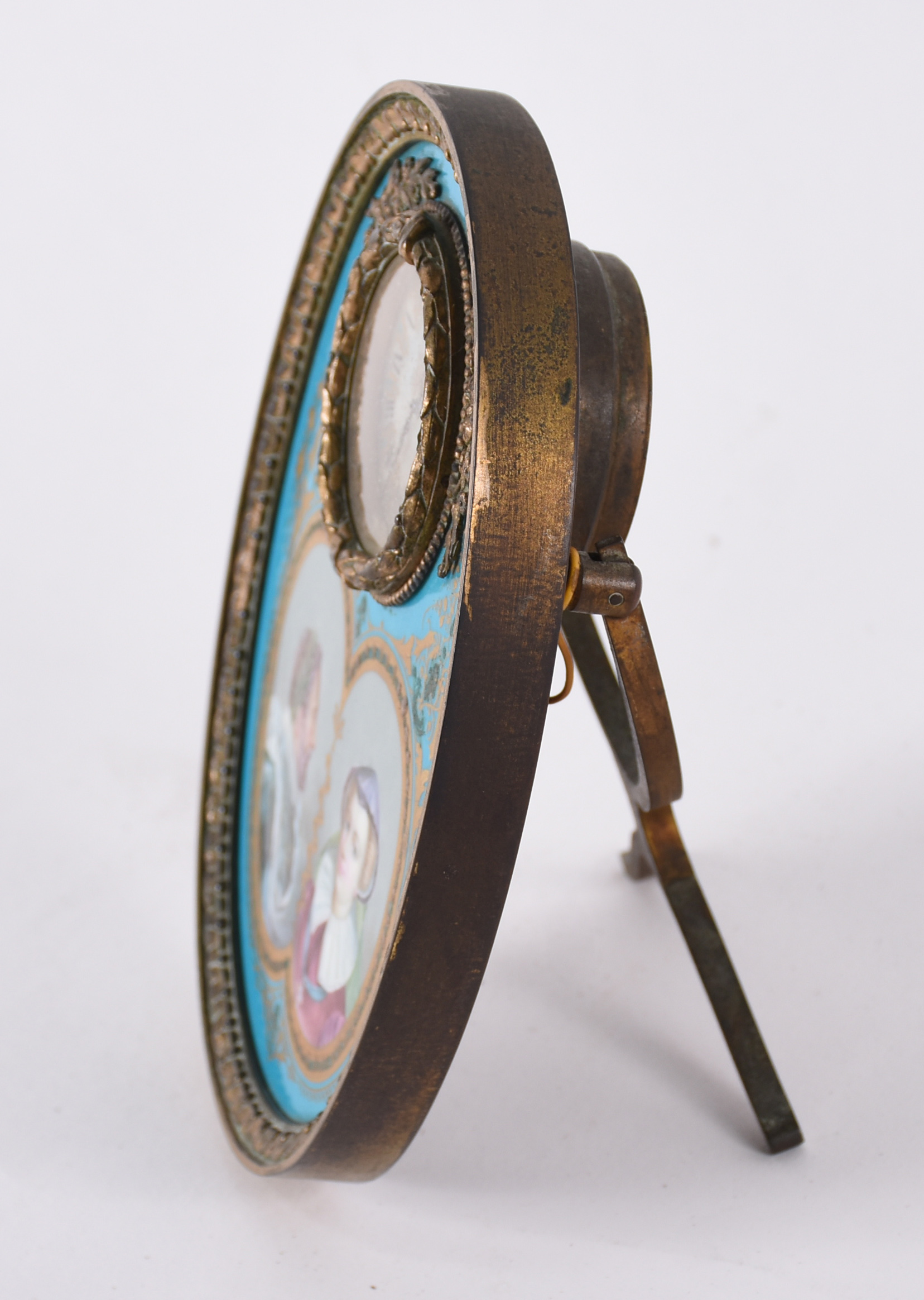 Placa de bronze e porcelana francesa azul turquesa decorado com... - foto 3 de 5
