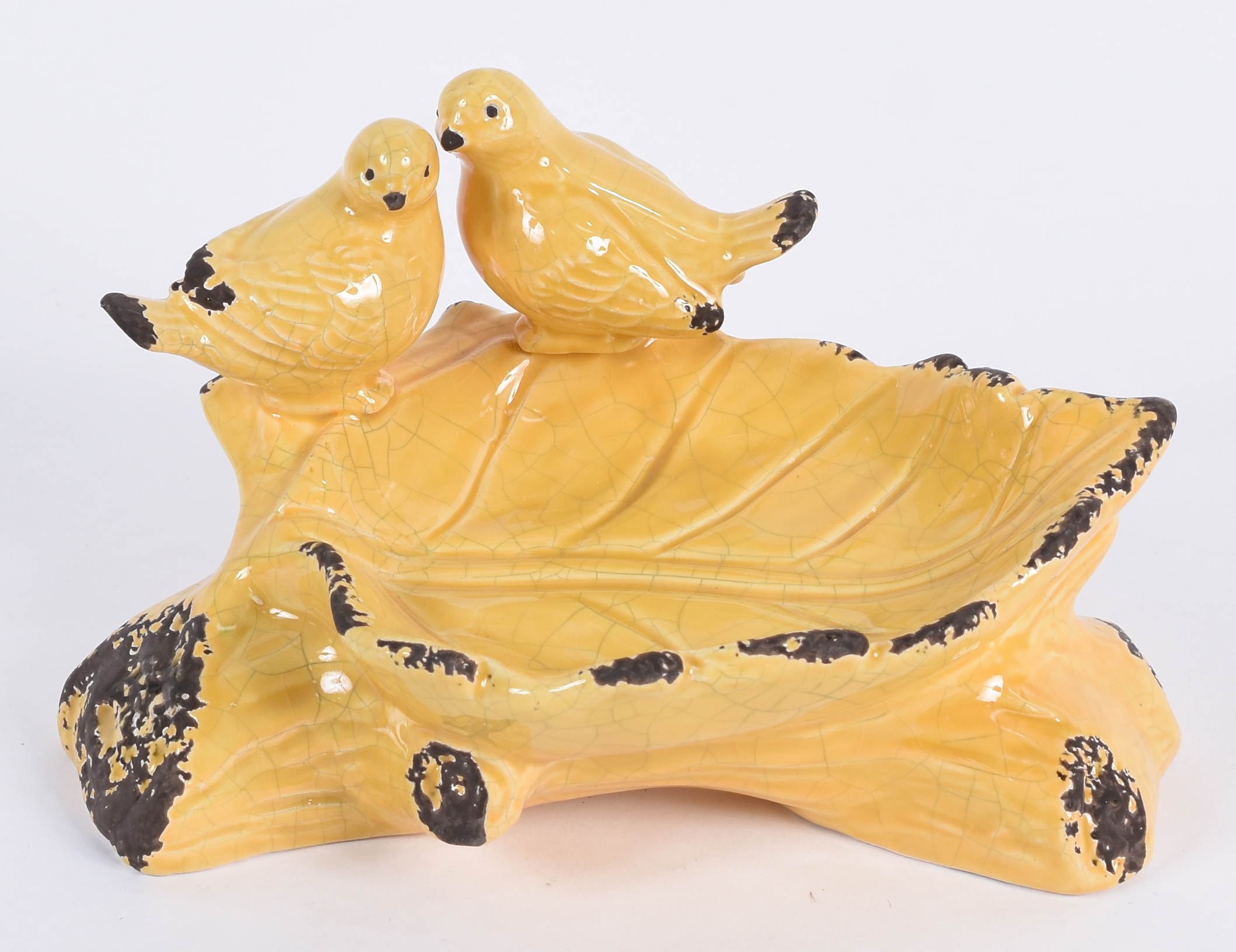 Porta confeitos de porcelana amarela com pássaros. - foto 1 de 4