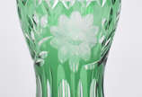 Vaso demi cristal  verde lapidado. - Vaso demi cristal  verde lapidado.