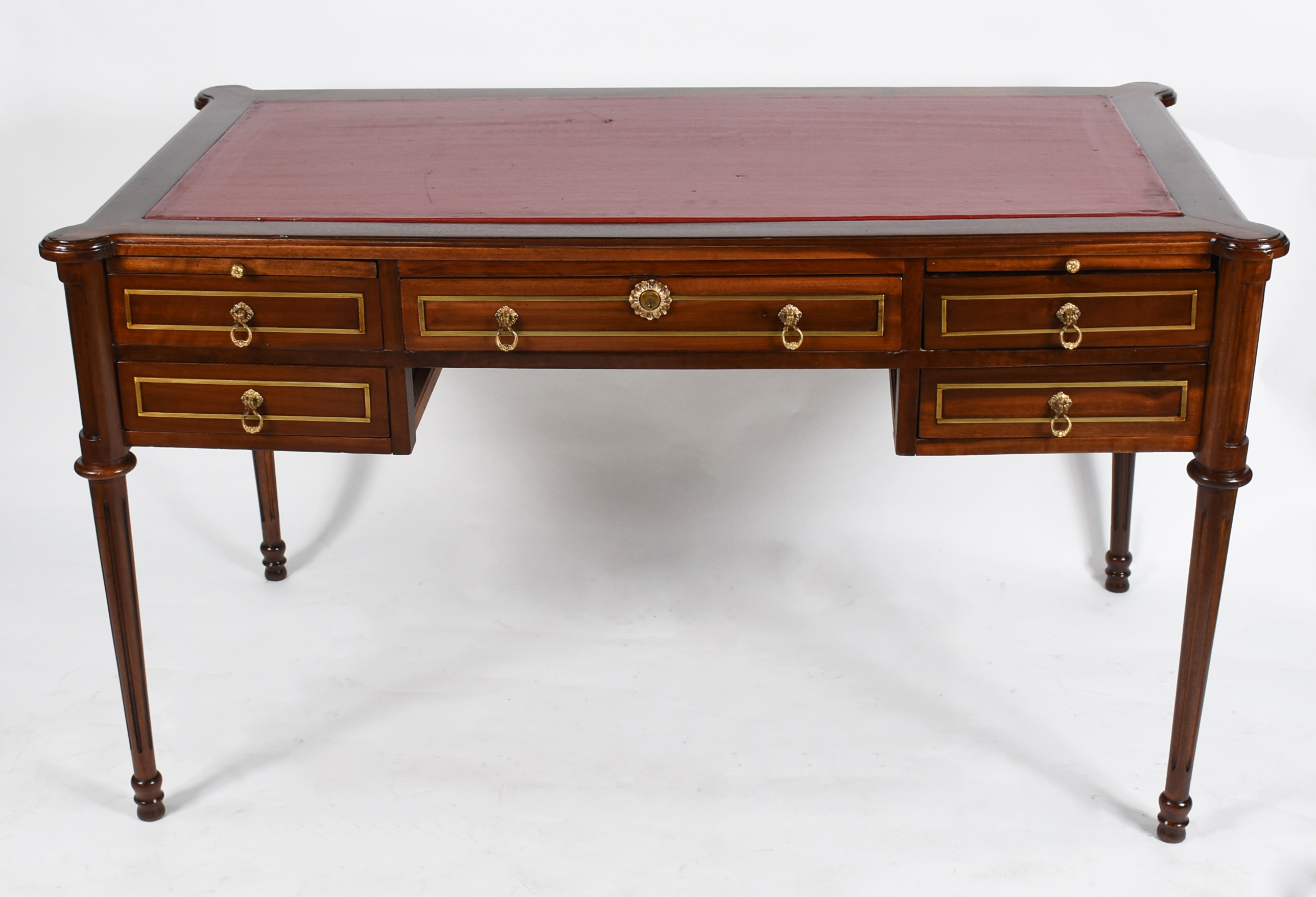 Mesa escrivaninha de jacaranda estilo Inglês com tampo de couro na... - foto 2 de 5