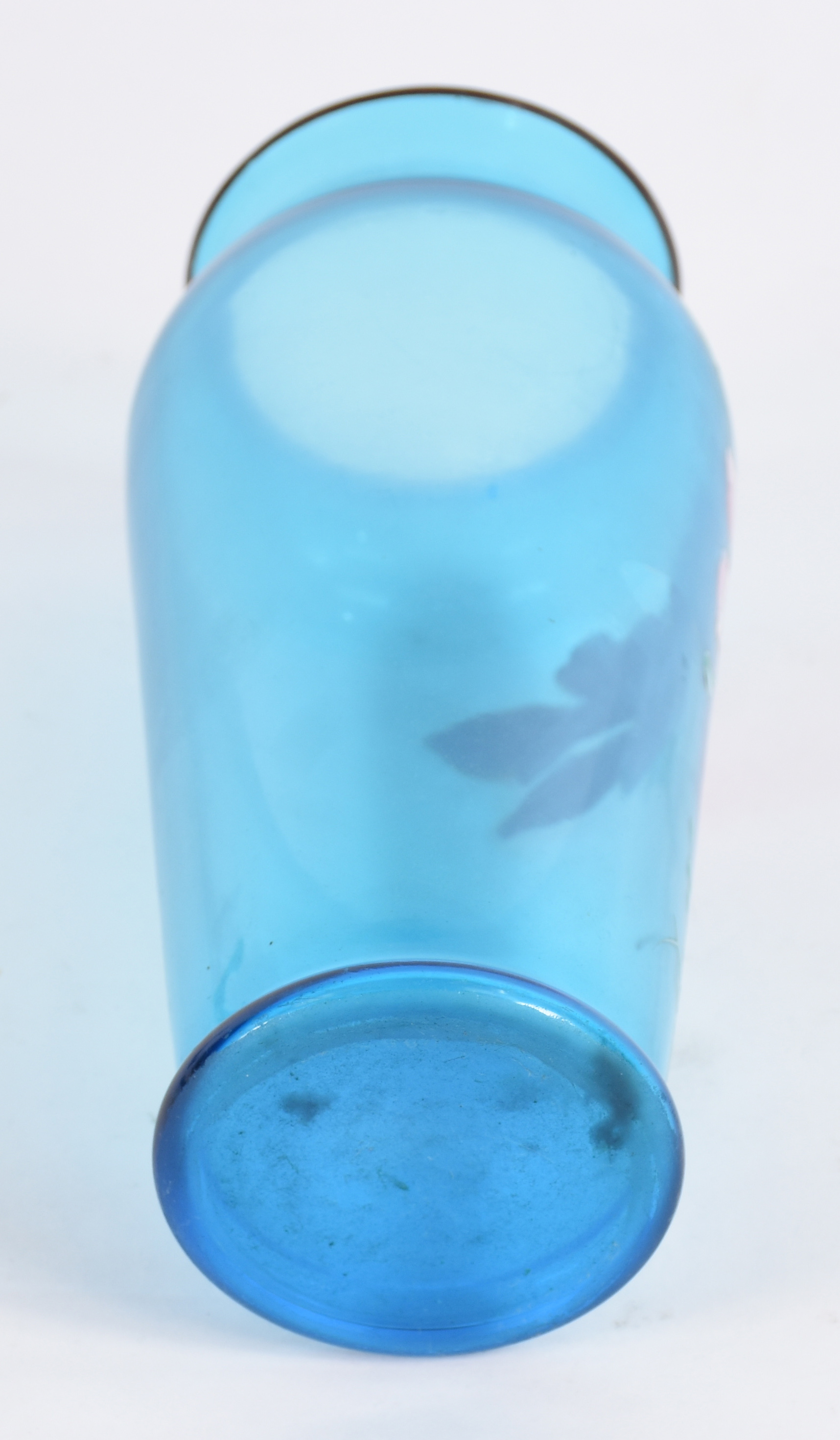 Vaso veneziano de vidro azul com flor em policromia. - foto 3 de 3