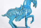 Cavalo chines  de porcelana Bleu de Chine. - Cavalo chines  de porcelana Bleu de Chine.