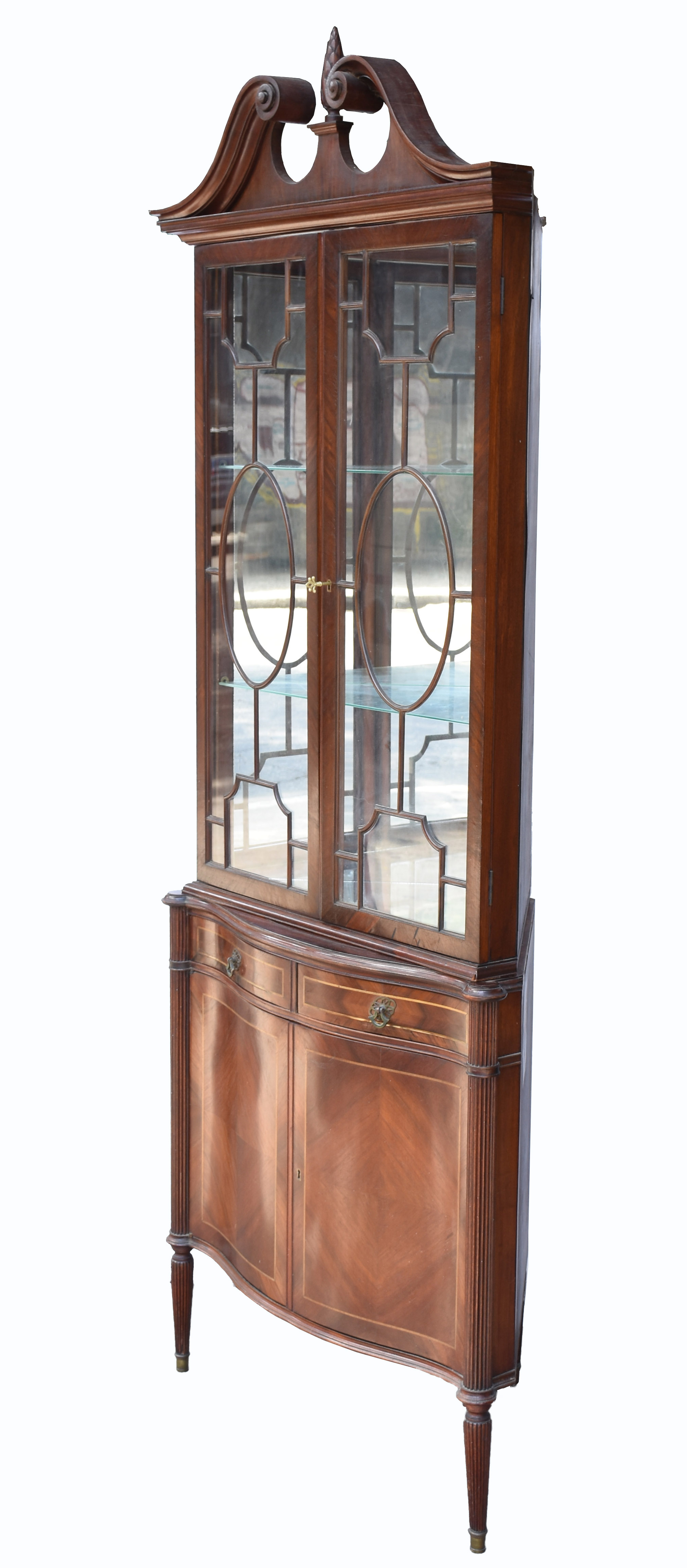 Vitrine de canto de madeira nobre com 2 gavetas , 2 portas de vidro e... - foto 1 de 4