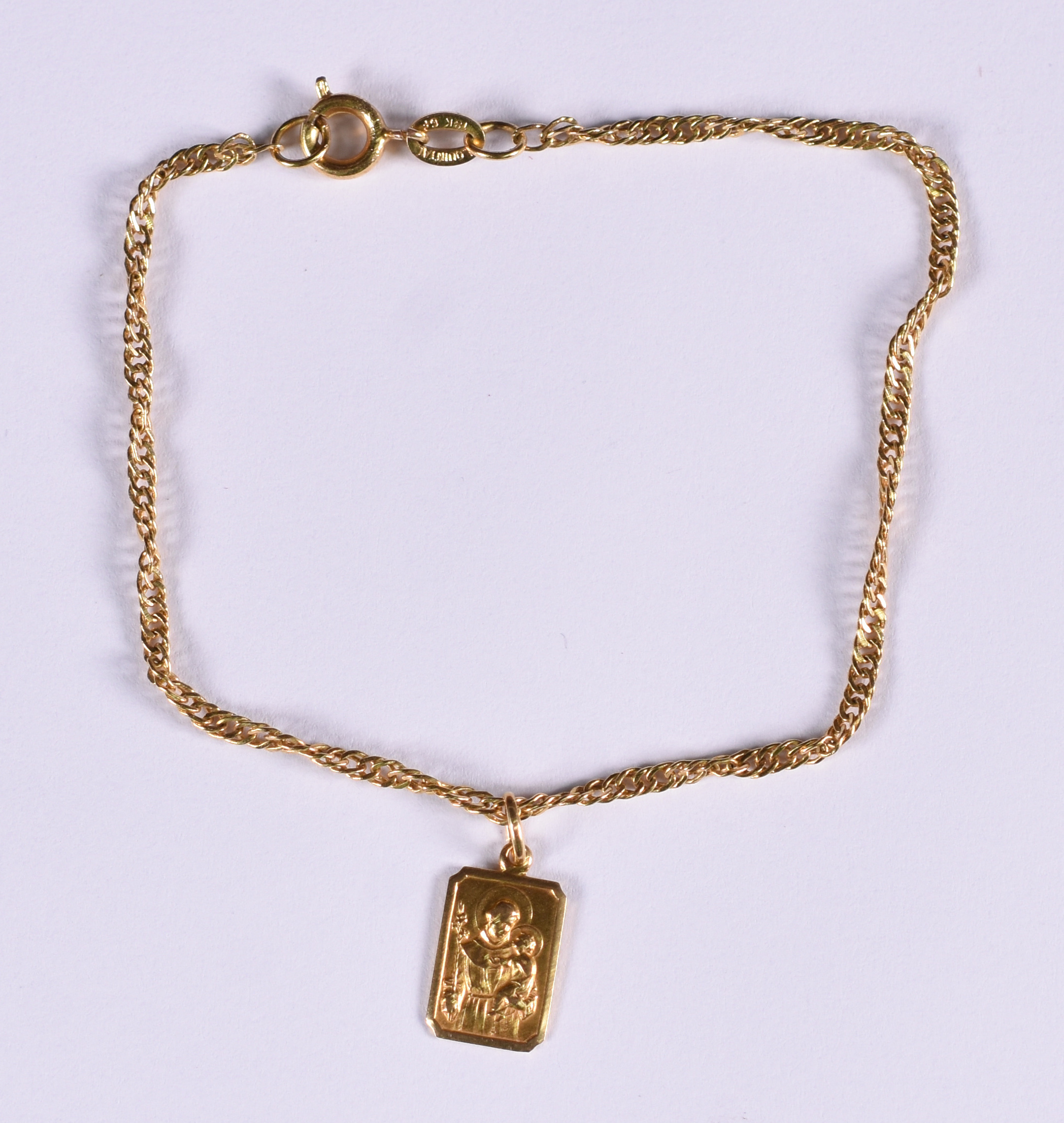 Pulseira de ouro 18 k com medalha de Santo Antônio.(Por questão de... - foto 2 de 4