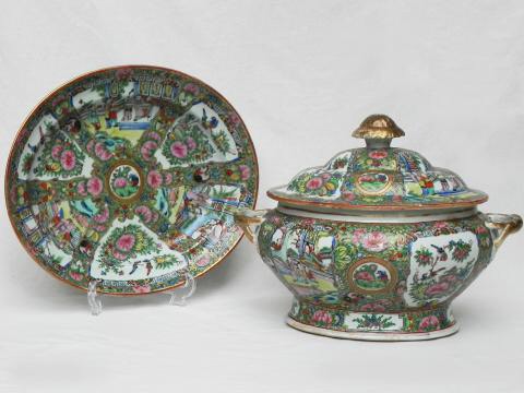 Sopeira com presentoir Cia das Índias com decoração Mandarim séc. XIX... - foto 2 de 2