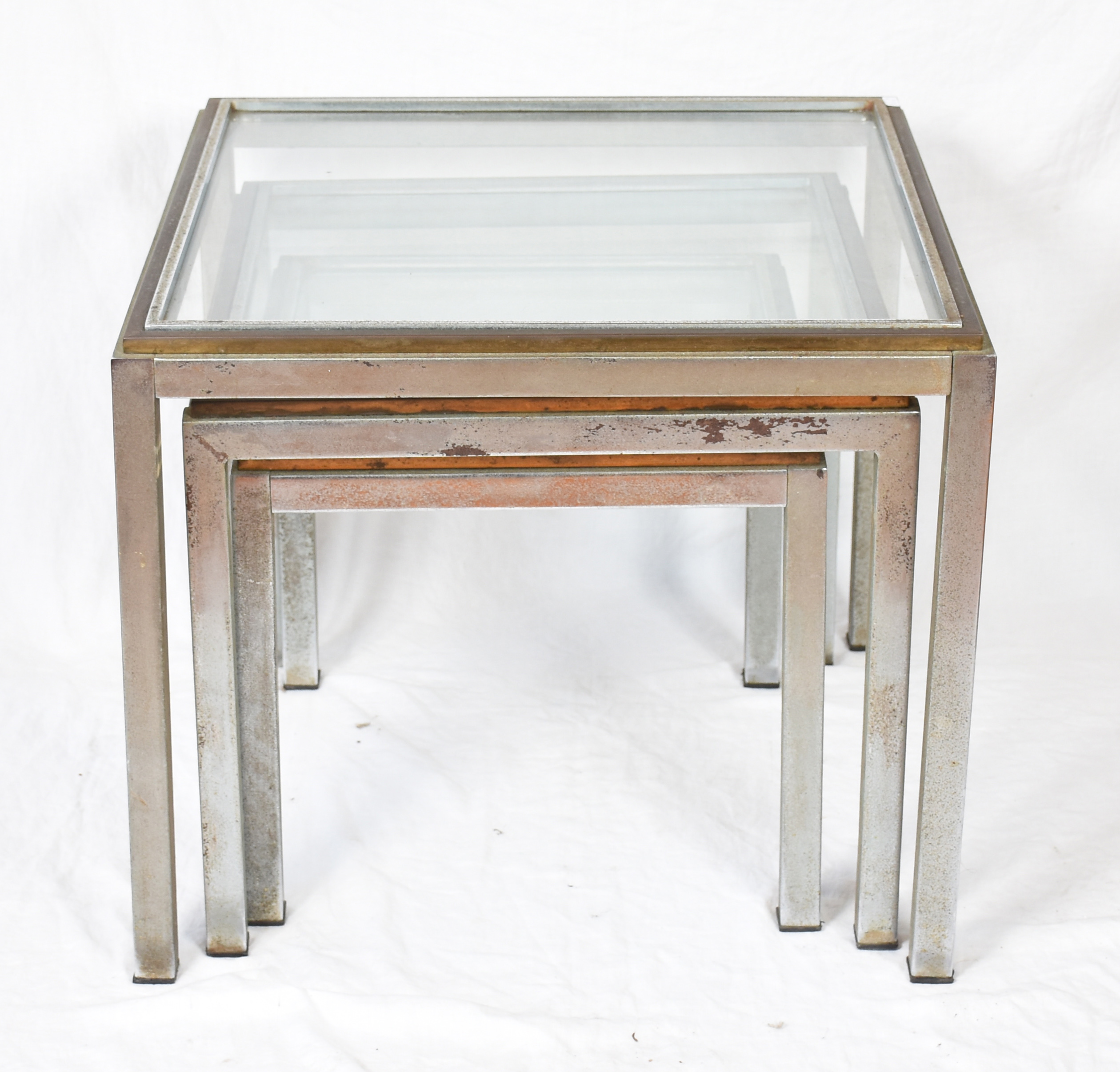 Mesa "ninho" com 3 peças de encaixar, estrutura de metal (oxidado) e... - foto 4 de 4