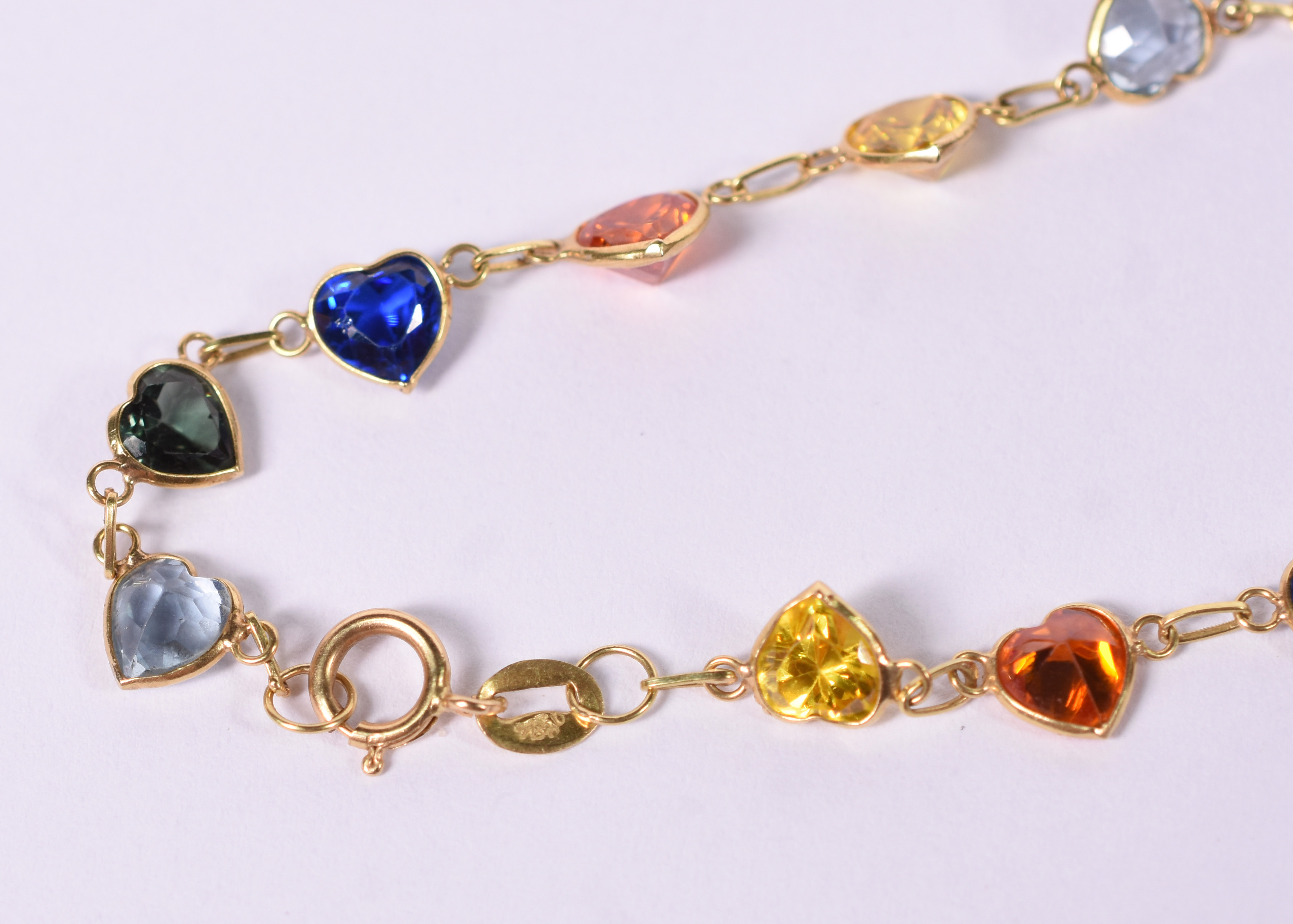 Pulseira de ouro 18 k com pedras coloridas, comprimento 20 cm. - foto 3 de 3