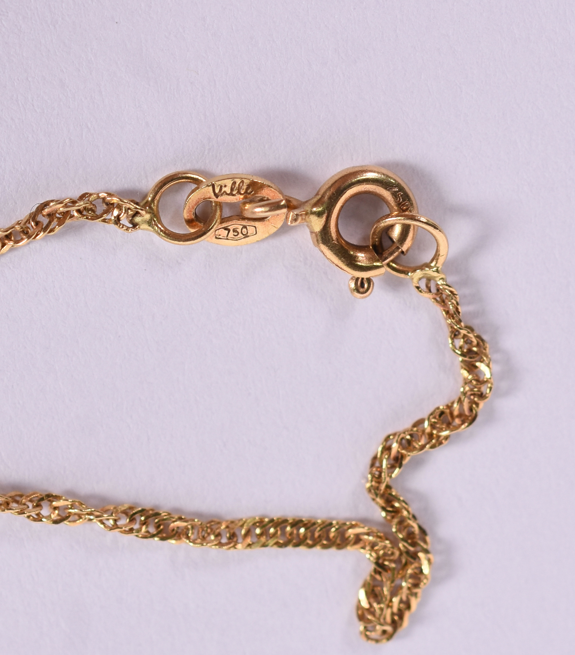 Colar de ouro amarelo 18 k e pingente de perola e brilhante... - foto 3 de 5