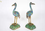 Par de pelicanos de cloisonne. Altura 36,5 cm c... - Par de pelicanos de cloisonne. Altura 36,5 cm cada.