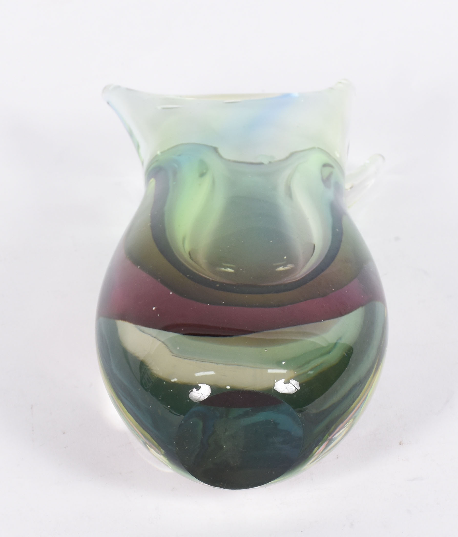 Vaso decorativa de vidro transparente com detalhes nas cores verde e... - foto 3 de 3