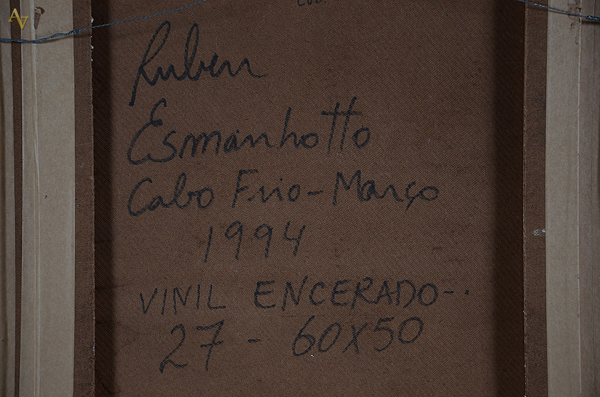 RUBEM ESMANHOTTO - vinil encerado - 60 x 50 - Cabo Frio 1994 - foto 4 de 4