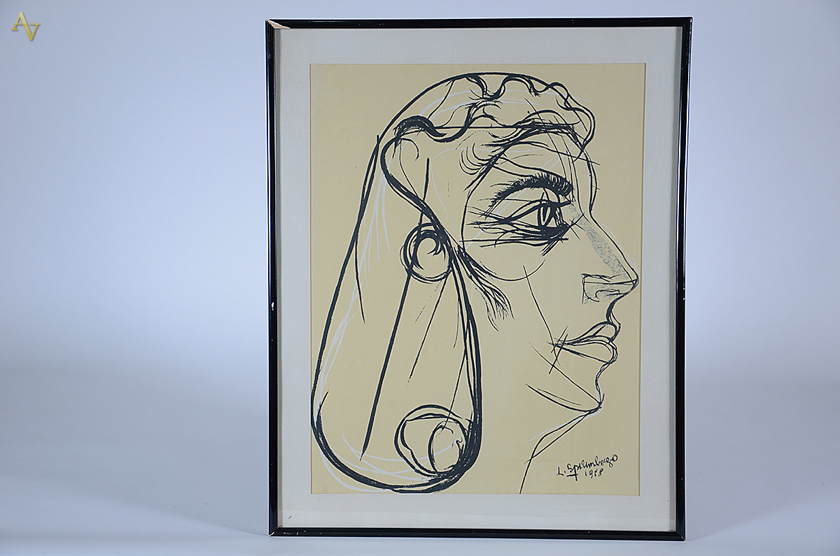 ASSINATURA NÃO IDENTIFICADA - desenho - 70 x 55 - Datado 1958 - foto 1 de 4
