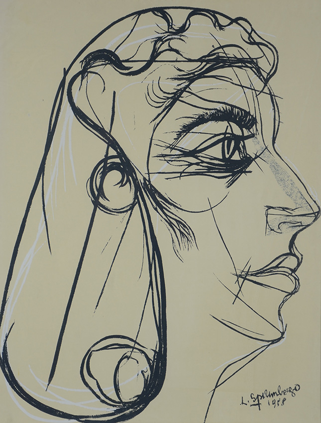 ASSINATURA NÃO IDENTIFICADA - desenho - 70 x 55 - Datado 1958 - foto 2 de 4