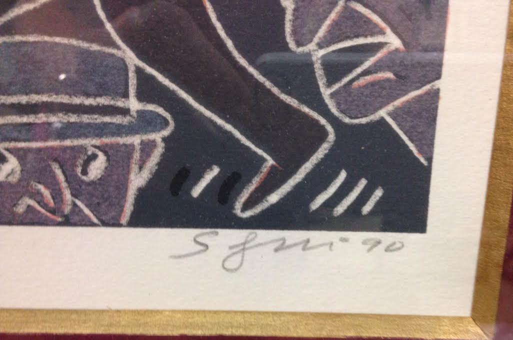 ASSINATURA NÃO IDENTIFICADA - Homens de cartola H. C. - serigrafia... - foto 2 de 4