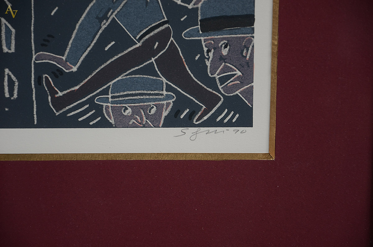 ASSINATURA NÃO IDENTIFICADA - Homens de cartola H. C. - serigrafia... - foto 3 de 4