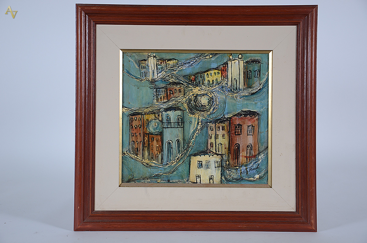 NELLY FRADE (1913 / 1988)- Ouro Preto - téc. mista - 50 x 35 - Obs...
