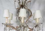 Lustre "Maria Thereza" de cristal, para 6 luzes... - Lustre "Maria Thereza" de cristal, para 6 luzes, placas lapidadas.