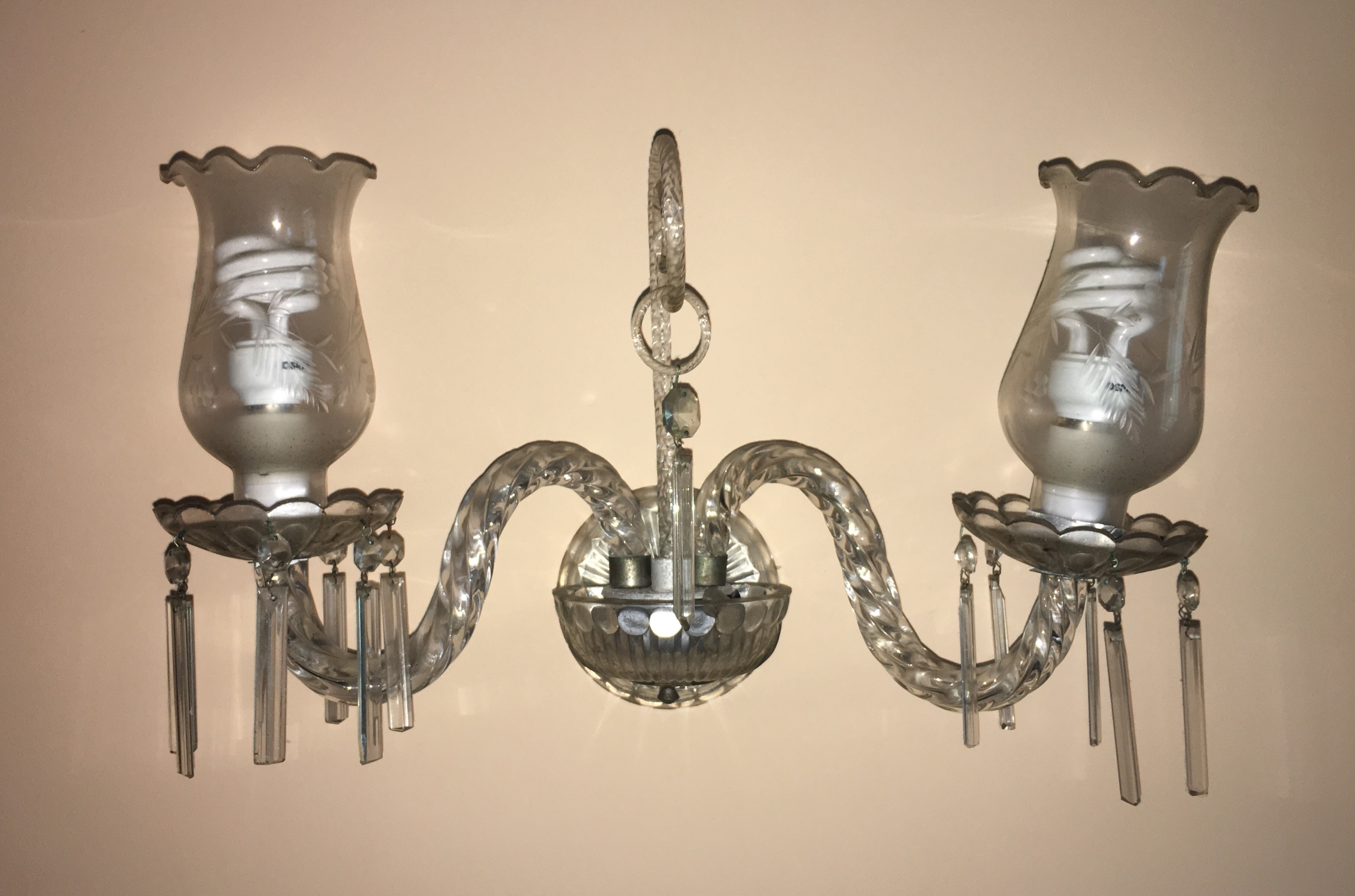 Par de apliques de cristal para 2 luzes cada. - foto 1 de 2