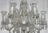 Lustre para 6 luzes de cristal com pingentes la... - Lustre para 6 luzes de cristal com pingentes lapidados.