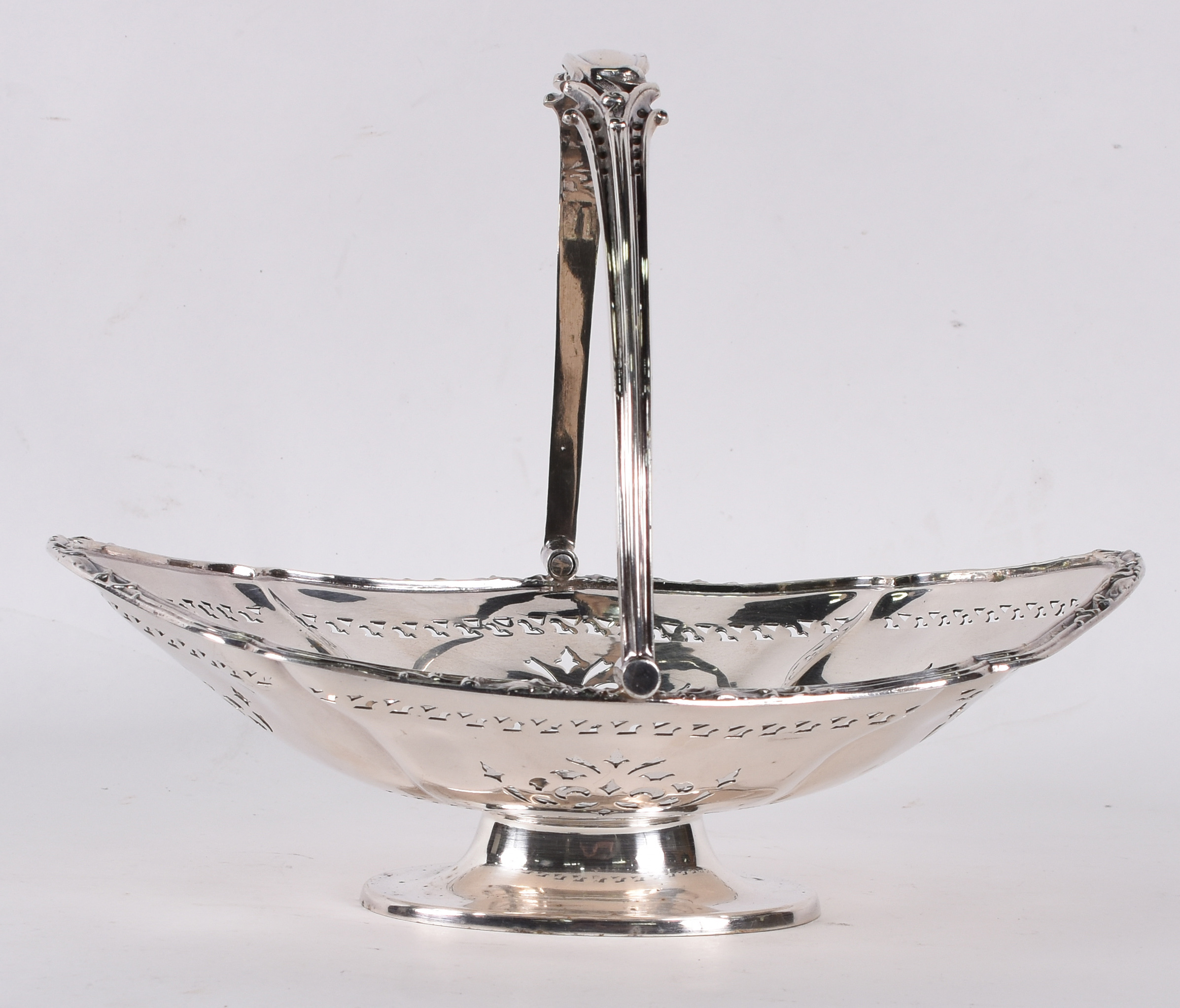 Elegante cesta de pão de metal prateado ingles Sheffield, detalhes... - foto 1 de 4