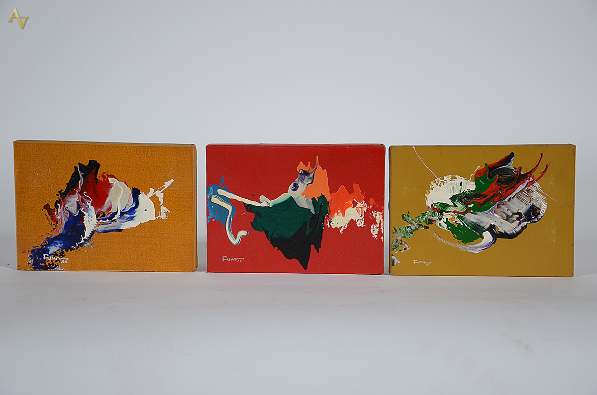 FUKA - Conjunto com 3 quadros - ast - 16 x 22 (cada) - datado 1985 e... - foto 1 de 5