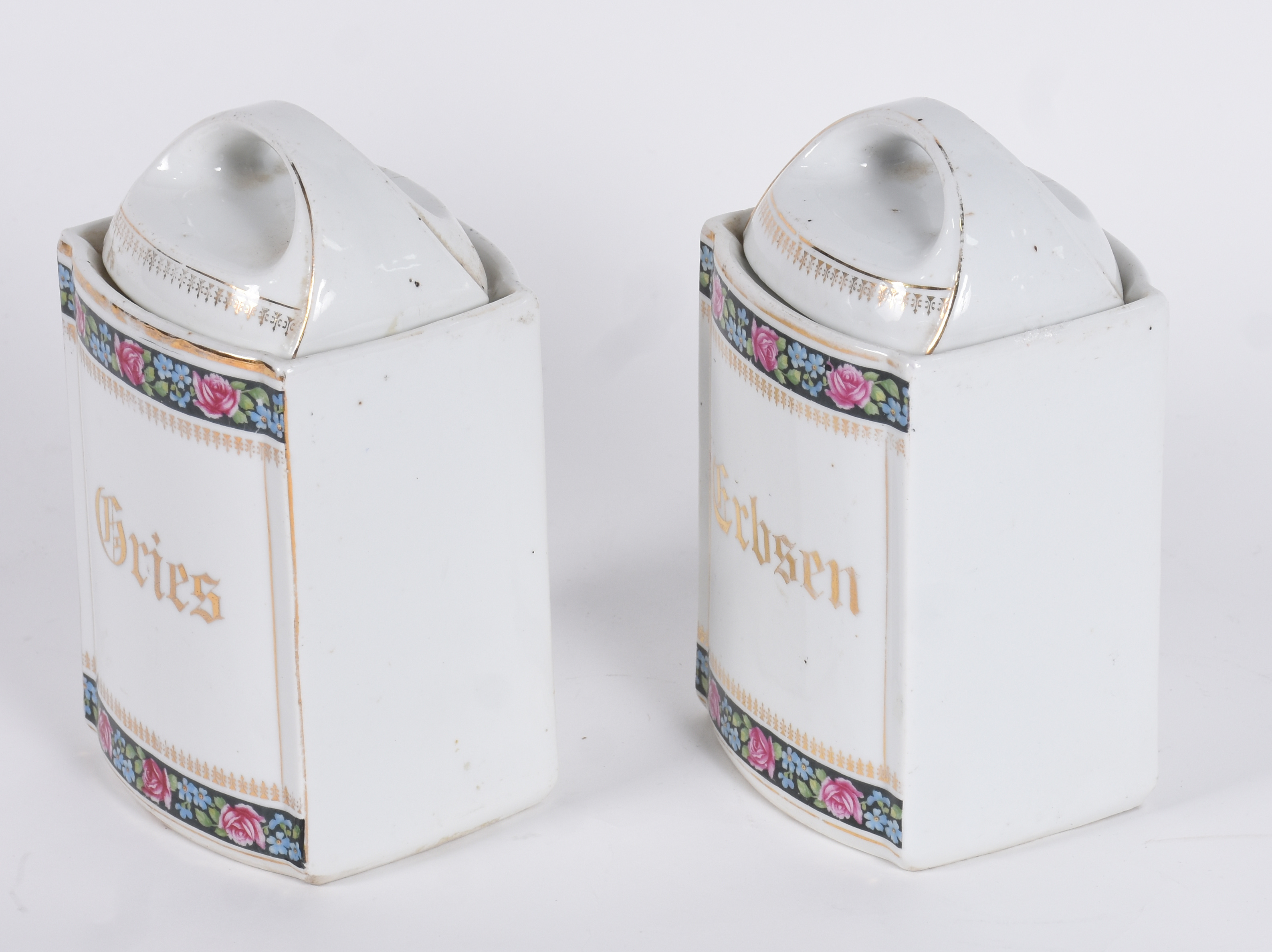 Par de potes de porcelana com inscrições. - foto 2 de 6