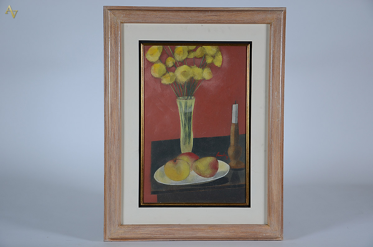 HÉRCULES ARAÚJO DA SILVA - Flores amarelas, frutas e castiçal - vinil... - foto 1 de 4