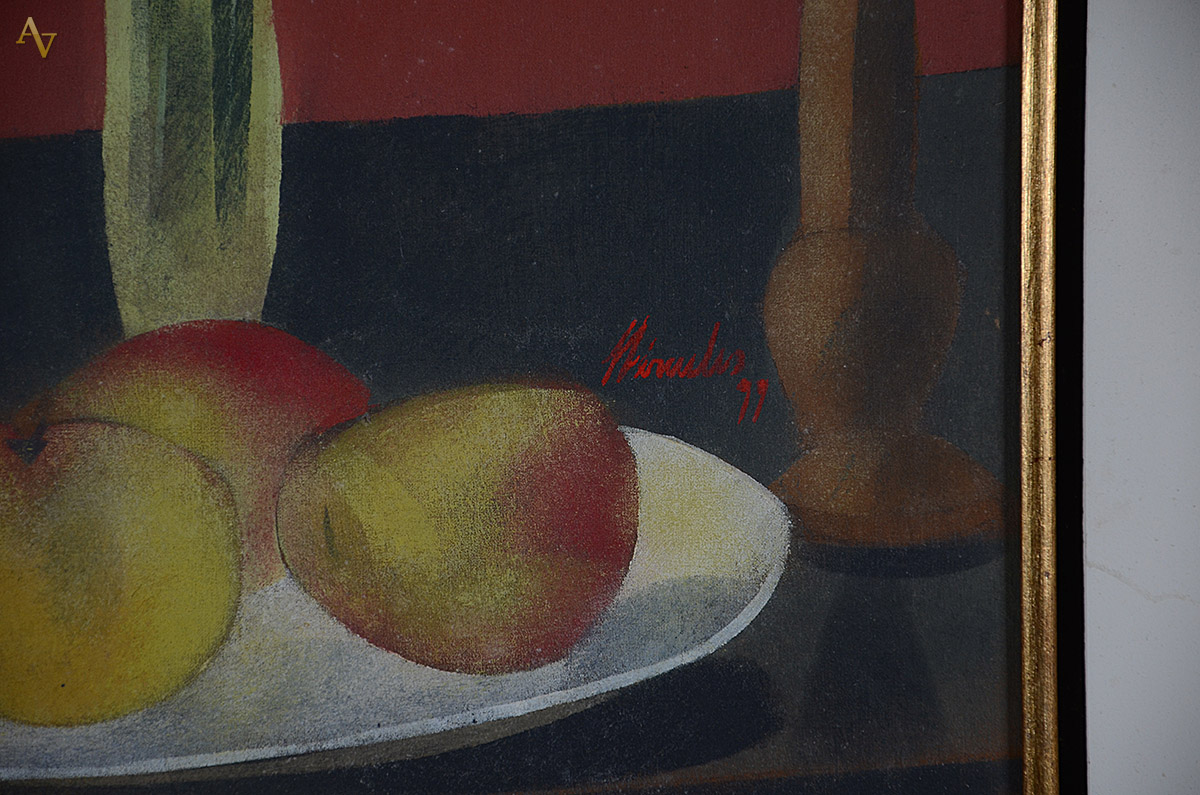 HÉRCULES ARAÚJO DA SILVA - Flores amarelas, frutas e castiçal - vinil... - foto 3 de 4