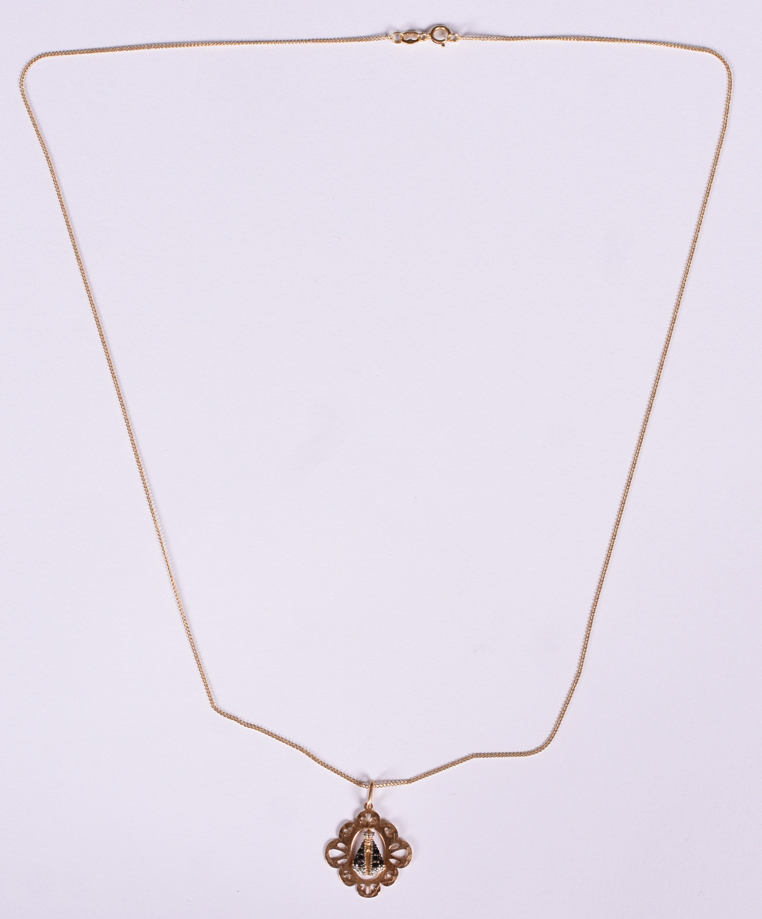 Gargantilha de ouro 18 k com pingente Nossa Senhora Aparecida. 60 cm... - foto 2 de 4