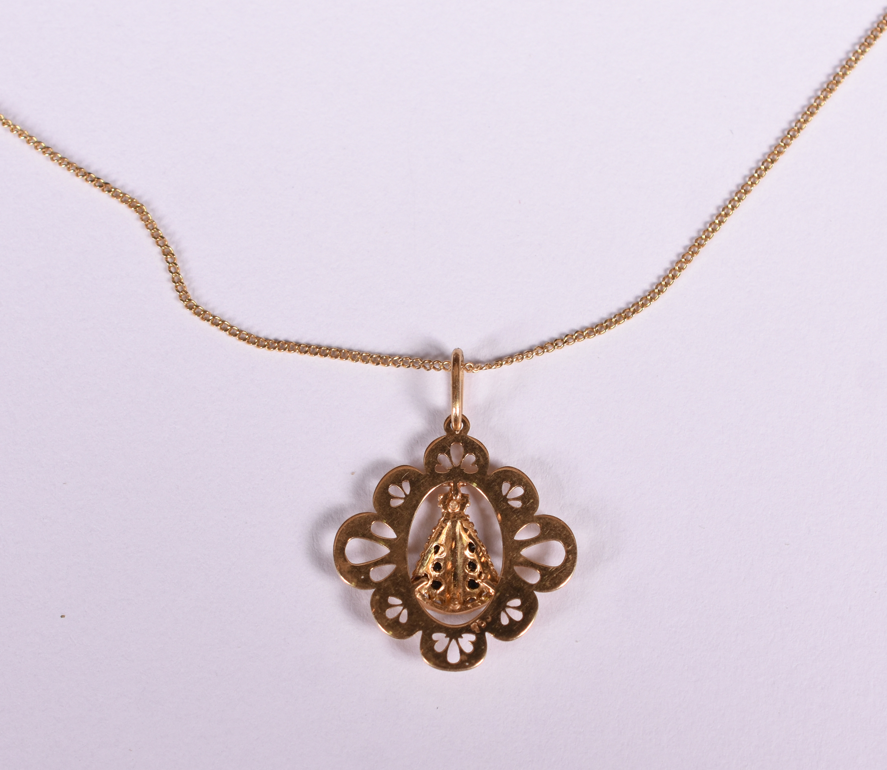 Gargantilha de ouro 18 k com pingente Nossa Senhora Aparecida. 60 cm... - foto 3 de 4