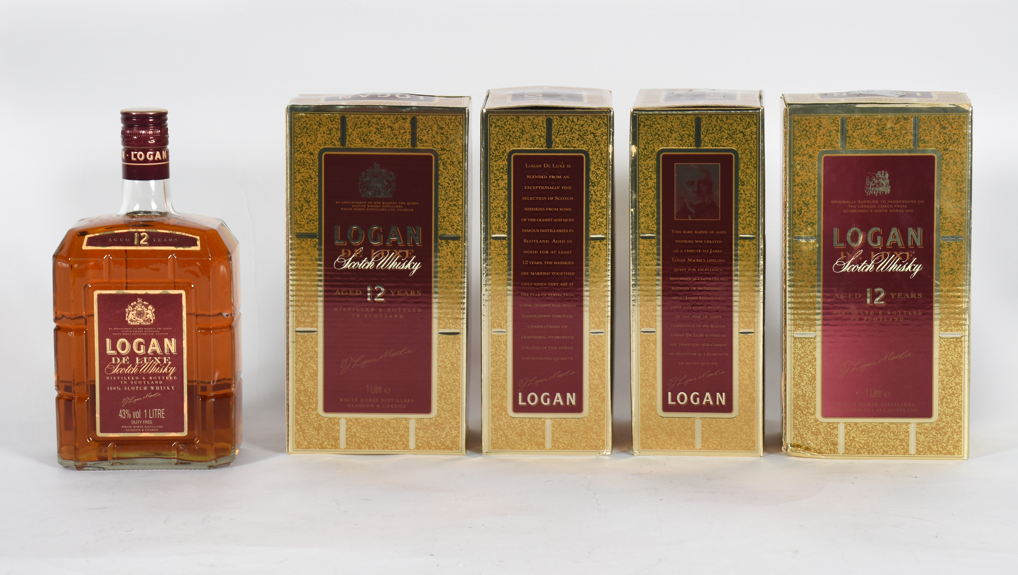Quatro garrafas de Whisky Logan 12 anos, 1 litro cada, na embalagem. - foto 1 de 2