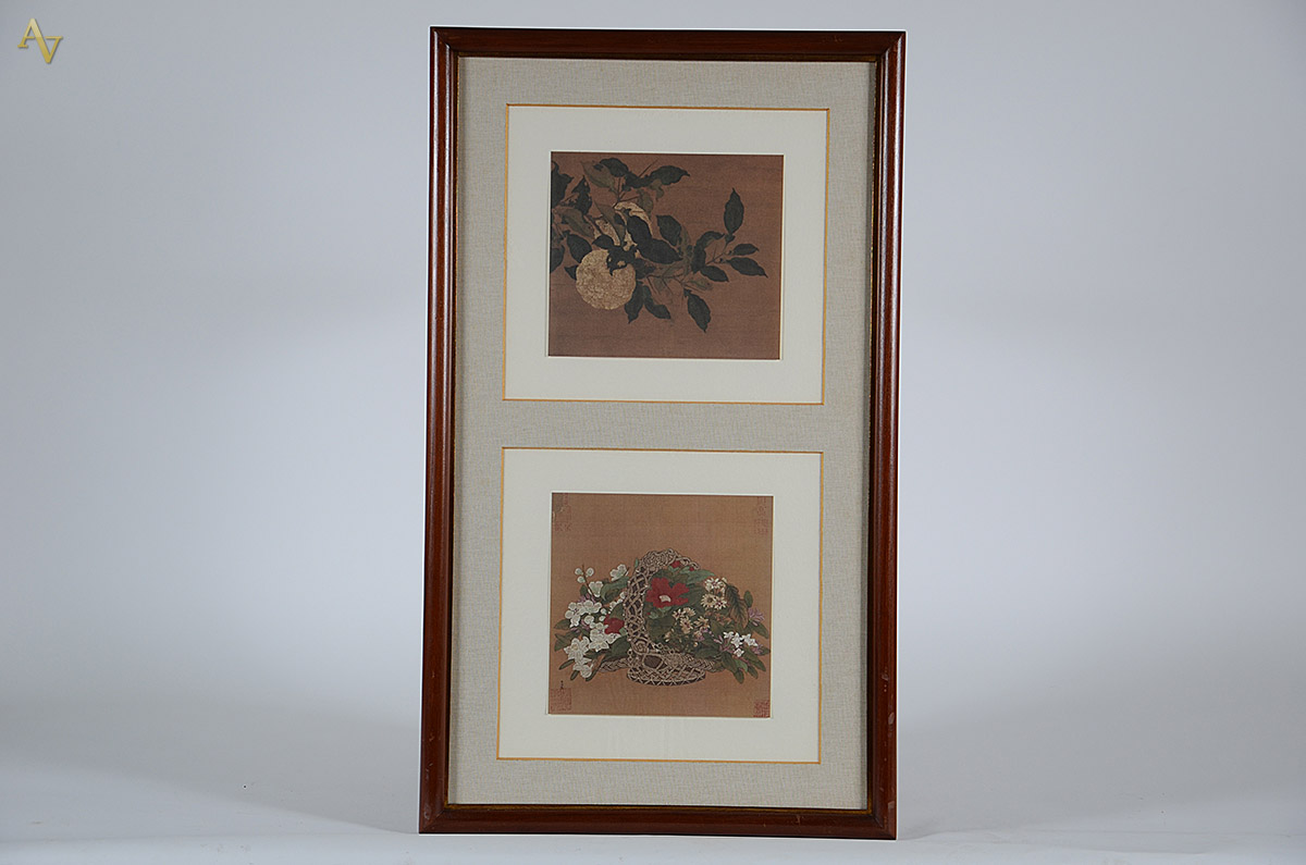 Quadro duplo oriental com monograma - pintura sobre papel - 23 x 27 e... - foto 1 de 3